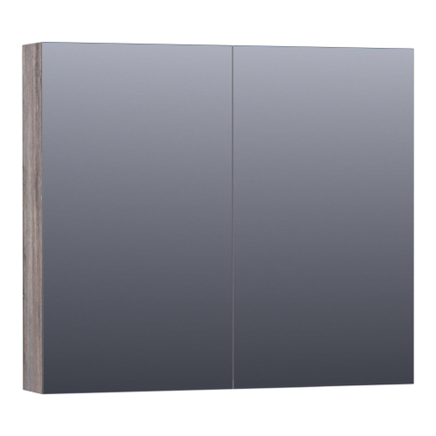 BRAUER Impress armoire de toilette – 80 x 70 x 15 cm – 2 portes, portes-miroir double face – Driftwood SW499543