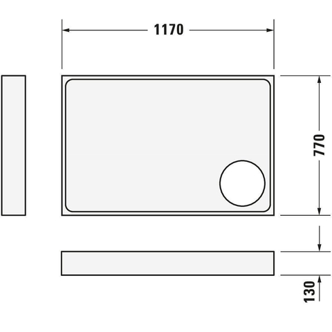 Duravit Starck Slimline Kunststof douchebak acryl rechthoekig - 120x80x5.5cm - zonder poten - wit 0297203