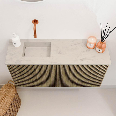 Mondiaz JOYA-DLUX 80cm toiletmeubel - kleur Dusk - Wastafel FAYE positie Links Zonder kraangat kleur Opalo. SW1423305