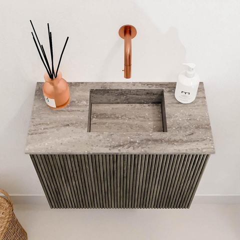 Mondiaz JOYA-DLUX Meuble de toilette 50cm - couleur Shadow - Vasque FAYE position Droite Sans trou de robinet couleur Oza SW1425022