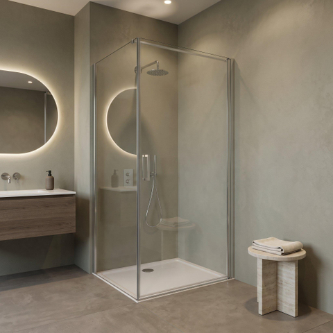 Fortifura Galeria Cabine de douche - 100x100x200 - Profilé - verre de sécurité - anticalcaire - chrome SW1224374