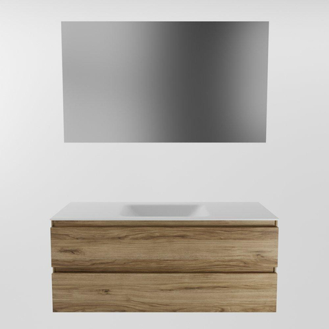 Mondiaz Aivy badmeubelset - 120x45x50cm - 0 kraangaten - 1 wasbak talc Solid surface - Midden - 2 lades - Met spiegel - Melamine Chai SW892322