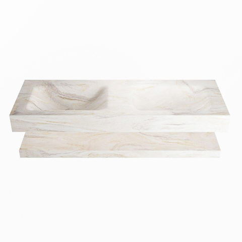 Mondiaz ALAN-DLUX Ensemble de meuble - 130cm - meuble Ostra mat - 0 tiroirs - Lavabo Cloud Ostra suspendu - vasque Gauche et droite - 0 trous de robinet SW809319