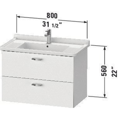 Duravit XBase Wastafelonderkast 80x46.8x56cm Standaard greep met softclose spaanplaat wit Mat SW420617