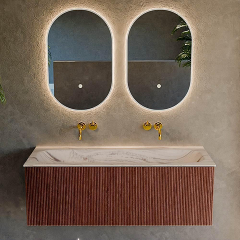 MONDIAZ KURVE-DLUX Meuble de salle de bains 120 cm couleur Ruby avec 1 tiroir et 0 porte. Lavabo BIG LARGE Central sans trou de robinet Nata. SW1432581
