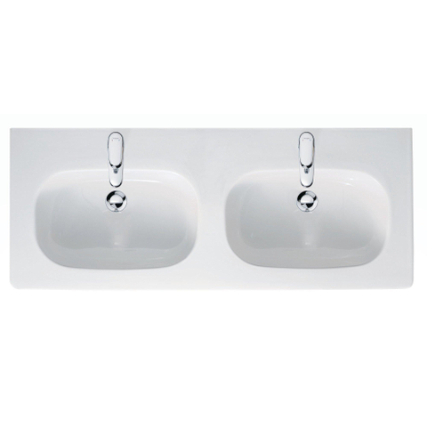Duravit D-code Dubbele wastafel - 120x49cm - met 2 kraangaten - met overloop - wit GA89091
