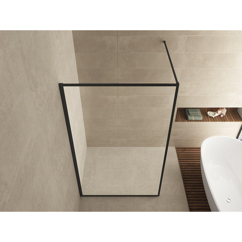 Wiesbaden Square Inloopdouche - 110x200cm - 8mm - nano helder glas - mat zwart SW484794