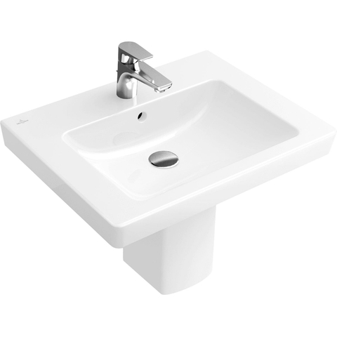 Villeroy & Boch Subway 2.0 wastafel - 60x47cm - 1 kraangat - met overloop CeramicPlus - White Alpine (glans wit) 1024080