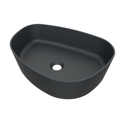Arcqua Rocker waskom - 50x37x13cm - opbouw - rechts - organisch - cast marble antraciet mat SW927806