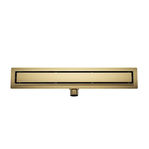 Wiesbaden Caniveau de douche avec bride et grille à carreler 80 x 7 cm laiton brossé PVD SW1138569