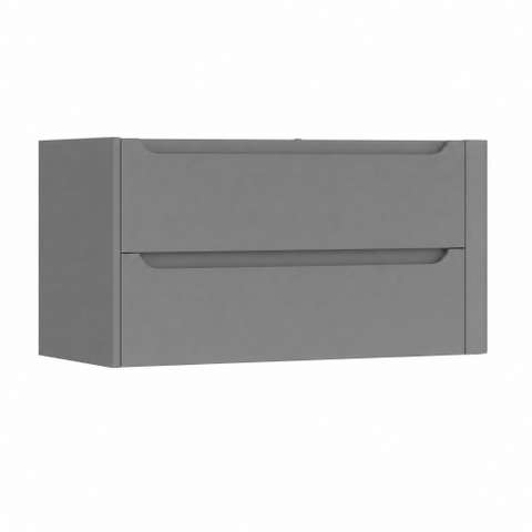 H&R Badmeubelen Juice Meuble sous vasque - 100x45x50cm - angle droit arrondi - 2 tiroirs - poignée intégrée - gris pierre mat SW1489271