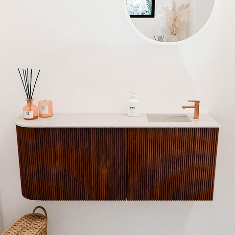 Mondiaz JOYA-DLUX 101.6cm toiletmeubel - ronding links kleur Ruby - Wastafel FAYE positie Rechts 1 kraangat kleur Meli. SW1425386