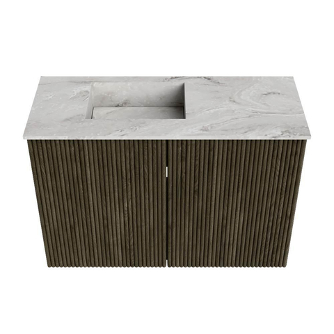 Mondiaz JOYA-DLUX 60cm toiletmeubel - kleur Shadow - Wastafel FAYE positie Links 1 kraangat kleur Glace. SW1422763