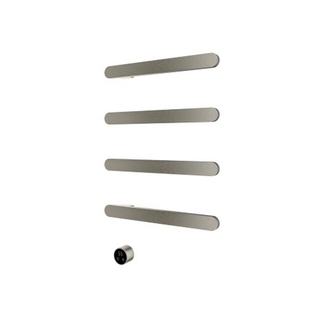 Hotbath &MORE Handdoekradiator - 50x76cm - soft square - 4 stangen - horizontaal - met schakelaar - geborsteld nikkel (RVS) SW1245800