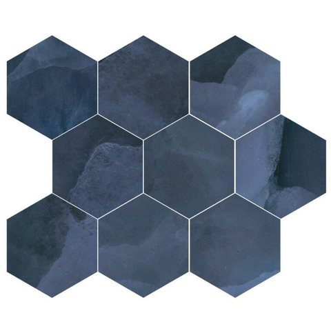Terravito Davella Mozaïektegel - 26x30cm - hexagon - 9mm - Blue gepolijst SW1120084