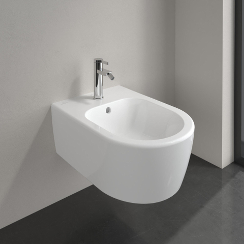 Villeroy & Boch Avento wandbidet - 1 kraangat - met overloop - met verdekte bevestiging - White Alpine (glans wit) SW106448