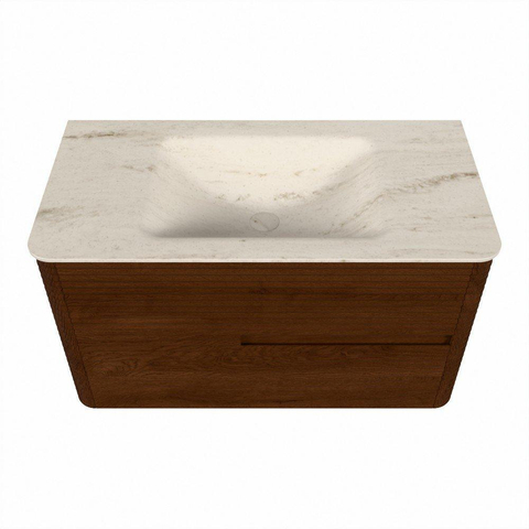 Mondiaz CIRO-DLUX Badkamermeubelset - 90x45x50cm - Solid surface wastafel Meli - 1 wasbak Midden - zonder kraangaten - 2 lades - Ruby SW1531738