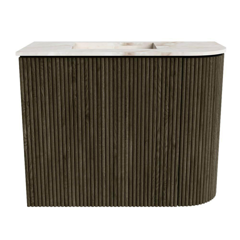 Mondiaz JOYA-DLUX 51.6cm toiletmeubel - ronding rechts kleur Shadow - Wastafel FAYE positie Links 1 kraangat kleur Frappe. SW1422691