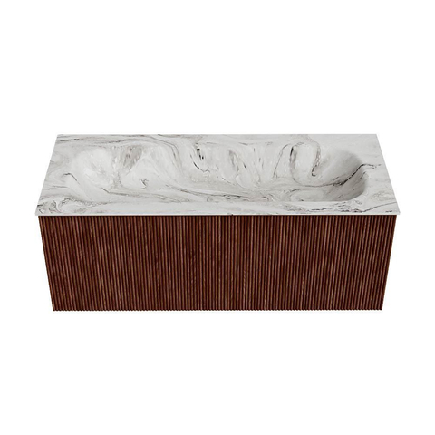 Mondiaz KURVE-DLUX Badkamermeubelset - 110x46x40cm - 1 lade - wastafel solid surface - midden - 1 kraangat - Ruby SW1415823