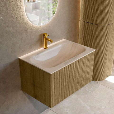 MONDIAZ KURVE-DLUX Meuble de salle de bains 70cm couleur Dusk avec 1 tiroir et 0 portes. Lavabo BIG SMALL Milieu 1 trou de robinet Meli. SW1431864