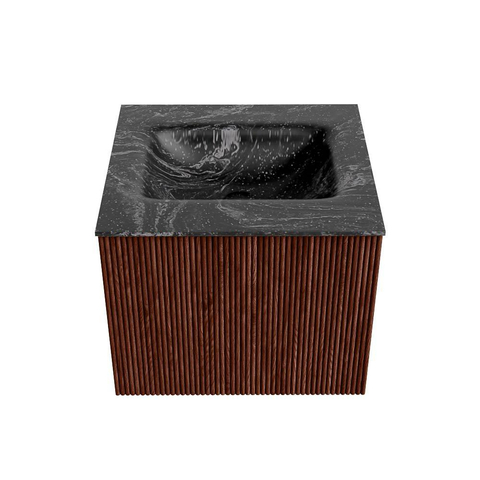 Mondiaz KURVE-DLUX Badkamermeubelset - 50x46x40cm - 1 lade - wastafel solid surface - midden - zonder kraangat - Ruby SW1415991