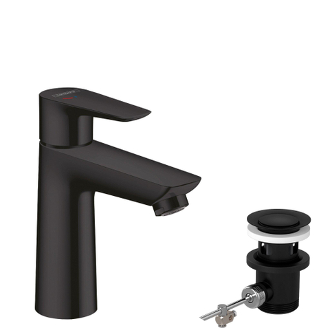 Hansgrohe Talis e Eengreeps wastafelmengkraan - 110 - coolstart - met PopUp - trekwaste - mat zwart SW297298