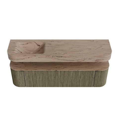 MONDIAZ THOR-DLUX Meuble de salle de bains - 170cm - arrondi gauche + droite - couleur Shadow - 1 tiroir - 2 portes - Vasque suspendue CLOUD Gauche sans trou de robinet - couleur Arena SW1465832