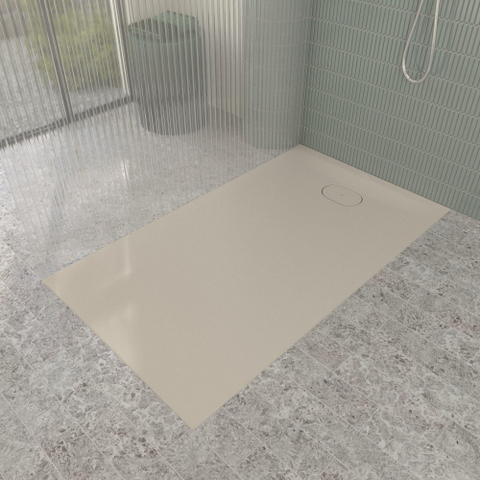 Villeroy & Boch Ecora douchebak - 140x80x3.5cm - afvoer korte zijde - almond (beige) SW1558941
