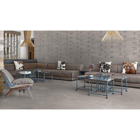 ÉCHANTILLON Ceralto Salerno Facet Carrelage sol et mur 80x80cm 10mm rectifié R10 grès cérame Bright Grey SW976395