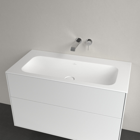 Villeroy & Boch finion meubelwastafel - 100x50 - zonder kraangat - zonder overloop stonewhite CeramicPlus - Stone White (mat wit) SW209389