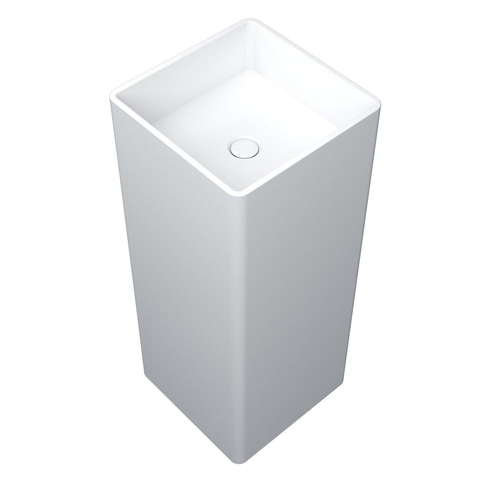 Arcqua Crosstone Wendy lavabo - 37x37x90cm - carré - sans trou de robinet - îlot - blanc mat SW538271