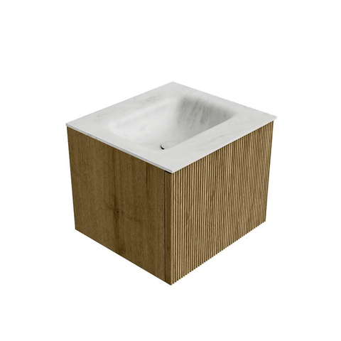 Mondiaz KURVE-DLUX Ensemble de meuble de salle de bains - 50x46x40cm - 1 tiroir - vasque solid surface - central - 1 trou de robinet - Dusk SW1415038
