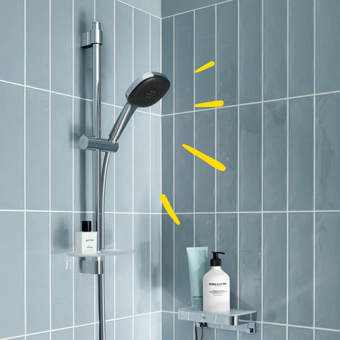 GROHE Vitalio Comfort 110 Ensemble barre de douche - 60cm - douchette à main carrée - 3 types de jets - flexible de douche lisse - chrome SW1028285