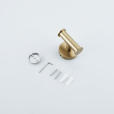 Fortifura Calvi Handdoekhaak - rond - dubbel - PVD - geborsteld messing (goud) SW1211587