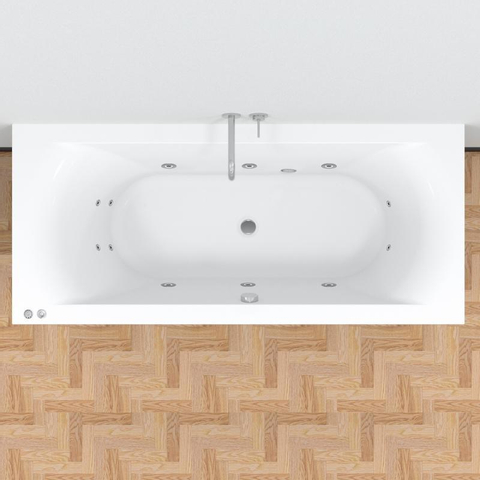 Riho Easypool 3.1 Lima baignoire balnéo droite 180x80cm hydro 6+4+2 commande pneumatique pieds et bonde inclus blancs SW699380