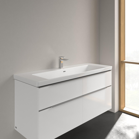 Villeroy & Boch Subway 3.0 meubelwastafel - 130x47x17cm Rechthoek - 1 kraangat - met overloopgat CeramicPlus - White Alpine (glans wit) SW702138