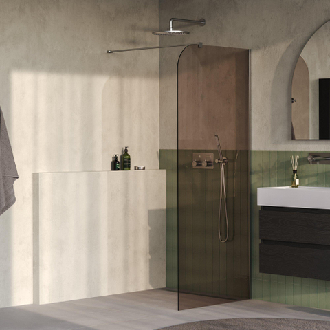 BRAUER Orion Paroi de douche à l'italienne - 100x200cm - verre bronze - traitement du verre - PVD - acier inox brossé SW1476030