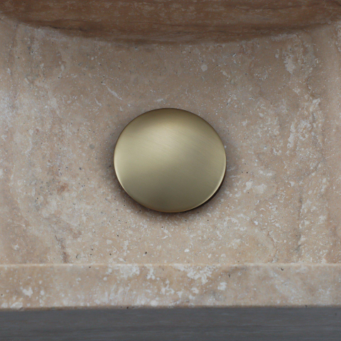 Saniclass Fuente fonteinset – rechthoekig – 40x22x10 cm – travertin beige – geborsteld gouden kraan SW1445941