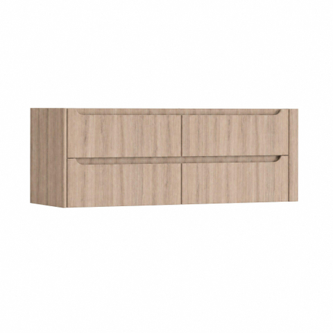H&R Badmeubelen Juice Wastafelonderkast - 140x45x50cm - rechterhoek afgerond - 4 lades - geïntegreerde greep - Rockford oak SW1490502