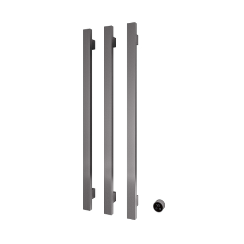 Hotbath &MORE Handdoekradiator - 57x115cm - vierkant - 3 stangen - verticaal - met schakelaar - PVD - geborsteld gunmetal (antraciet) SW1245838