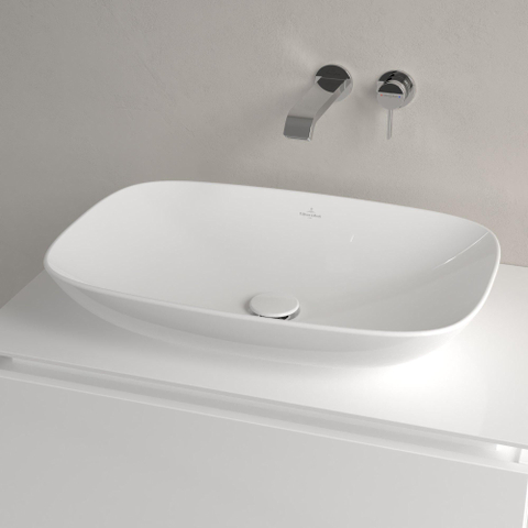Villeroy & Boch Loop & Friends opzetwastafel - 62x42cm - zonder kraangat - zonder overloop CeramicPlus - White Alpine (glans wit) SW644144