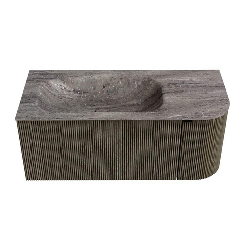 MONDIAZ KURVE-DLUX meuble de salle de bains 105cm arrondi Droit couleur Shadow avec 1 tiroir et 1 porte. Lavabo BIG SMALL Gauche sans trou de robinet Oza. SW1432875