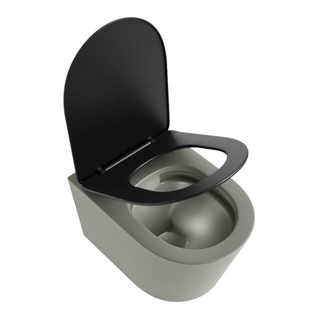 Mondiaz LAVIE hangtoilet – spoelrandloos – 36 x 53 cm – met softclose zitting – Smoke (lichtbruin), zitting Urban (zwart) SW1208749