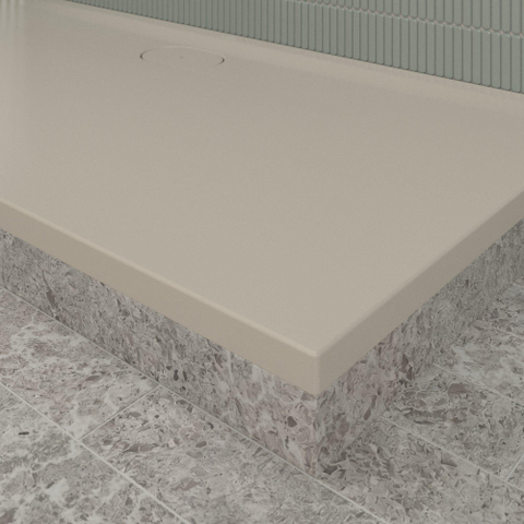 Villeroy & Boch Ecora douchebak - 160x80x3.5cm - afvoer lange zijde - almond (beige) SW1558960