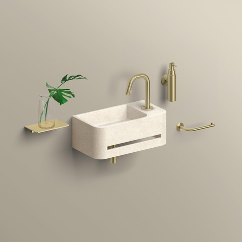 Clou InBe 9 fontein 43cm met handdoekhouder beige microrazzo SW1442012
