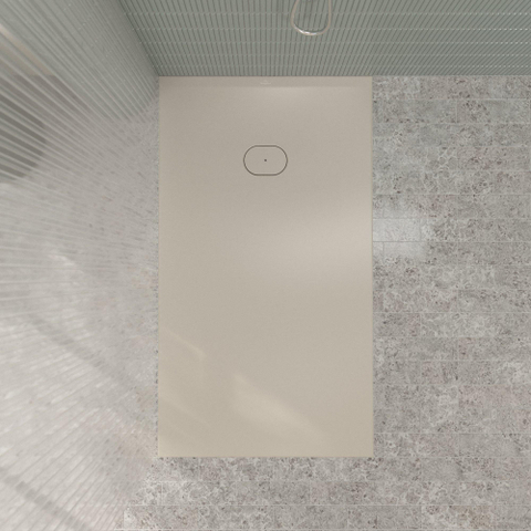 Villeroy & Boch Ecora douchebak - 160x90x4.5cm - afvoer korte zijde - almond (beige) SW1558919