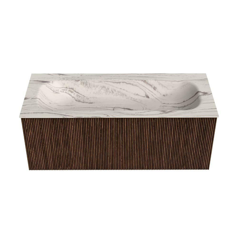 MONDIAZ KURVE-DLUX 110cm badmeubel kleur Walnut met 1 lade en 0 deuren. Wastafel BIG MEDIUM Midden 1 kraangat Nata. SW1432200