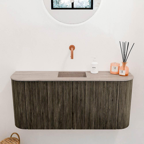 Mondiaz JOYA-DLUX 93.2cm toiletmeubel - ronding links en rechts kleur Shadow - Wastafel FAYE positie Midden Zonder kraangat kleur Saba. SW1425163