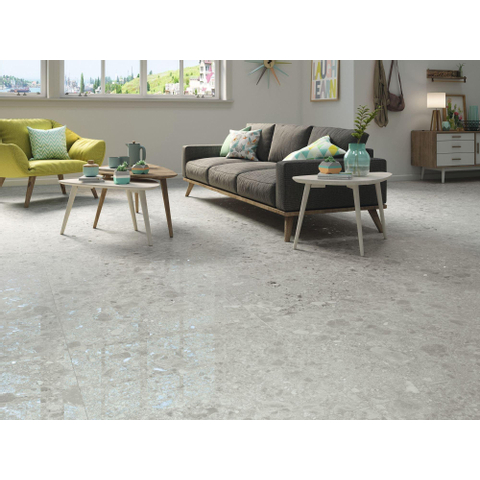Terravito Mareno carrelage mural et de sol - 80x80cm - 9.5mm - carré - rectifié - terrazzo - gris mat SW454716