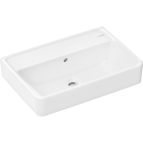 Hansgrohe Xanuia Q Wastafel/Fontein - 55x37cm - inbouw - zonder kraangaten - met overloop - glans wit SW1165070